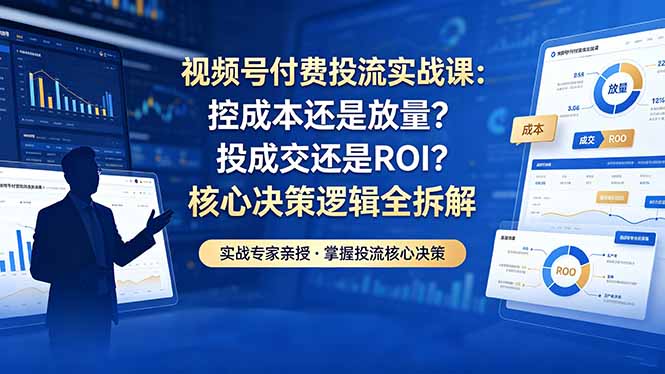 视频号付费投流实战课-5月：控成本还是放量？投成交还是ROI？核心决策逻辑全拆解-dabaowz