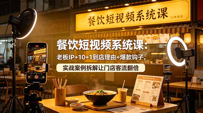 餐饮短视频系统课：老板IP+10+1到店理由+爆款钩子，实战案例拆解让门店客流翻倍-dabaowz