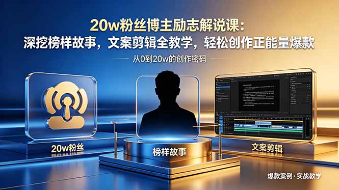 20w粉丝博主励志解说课：深挖榜样故事，文案剪辑全教学，轻松创作正能量爆款-dabaowz