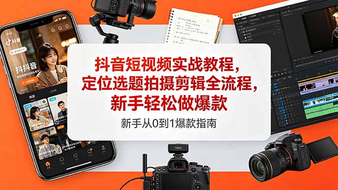 抖音短视频实战教程，定位选题拍摄剪辑全流程，新手轻松做爆款-dabaowz