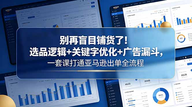 别再盲目铺货了！选品逻辑+关键字优化+广告漏斗，一套课打通亚马逊出单全流程-dabaowz