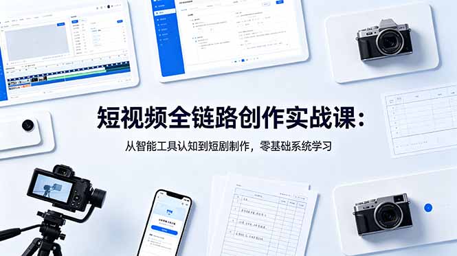 短视频全链路创作实战课：从智能工具认知到短剧制作，零基础系统学习-dabaowz