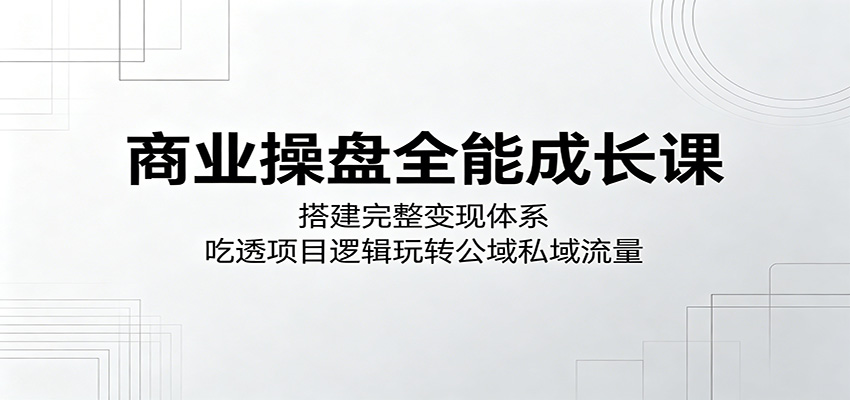 商业操盘全能成长课：搭建完整变现体系，吃透项目逻辑玩转公域私域流量-dabaowz