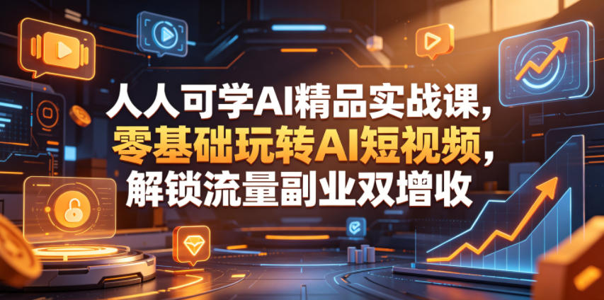 人人可学AI精品实战课，零基础玩转AI短视频，解锁流量副业双增收-dabaowz