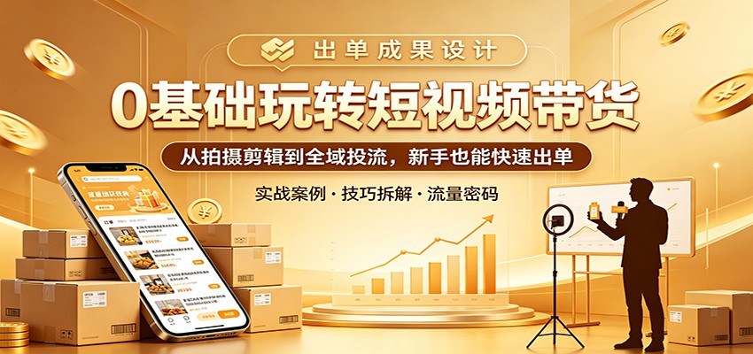 0基础玩转短视频带货：从拍摄剪辑到全域投流，新手也能快速出单-dabaowz
