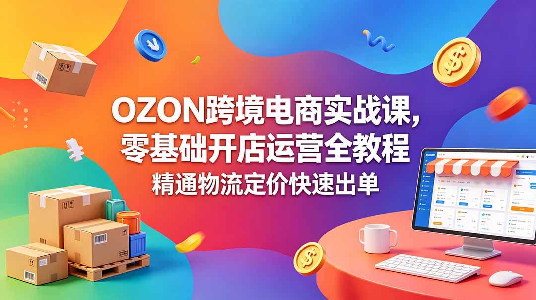 OZON 跨境电商实战课，零基础开店运营全教程，精通物流定价快速出单-dabaowz