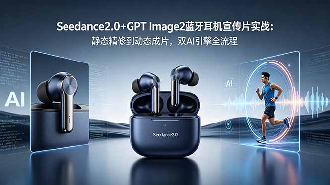 Seedance2.0+GPT Image2蓝牙耳机宣传片实战：静态精修到动态成片，双AI引擎全流程-dabaowz