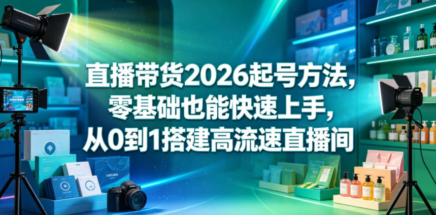 直播带货2026起号方法，零基础也能快速上手，从0到1搭建高流速直播间-dabaowz
