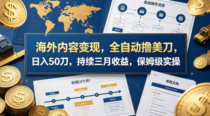 海外内容变现，全自动撸美刀，日入50刀，持续三月收益，保姆级实操【揭秘】-dabaowz