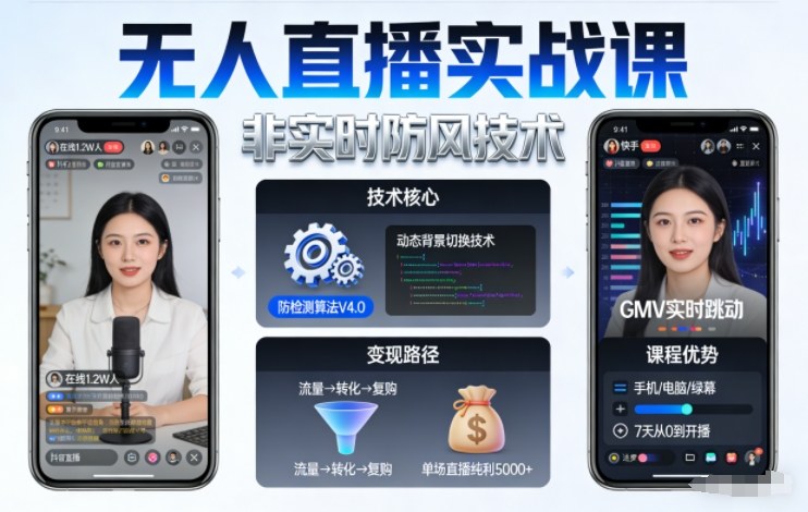 宝子哥无人直播实战课，非实时防风技术，聚焦抖音快手等平台直播带货，轻松开启直播变现之路(更新2026年5月29日)-dabaowz