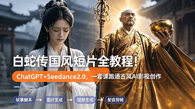 白蛇传-国风短片全教程！ChatGPT+Seedance2.0，一套课跑通古风AI影视创作-dabaowz
