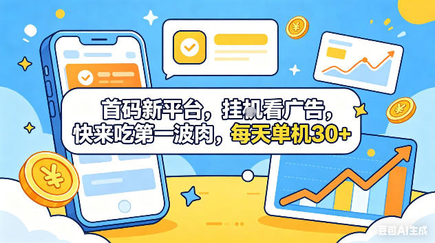 首码新平台，挂G自动看广告，快来吃第一波肉，每天单机30+，可矩阵放大【揭秘】-dabaowz