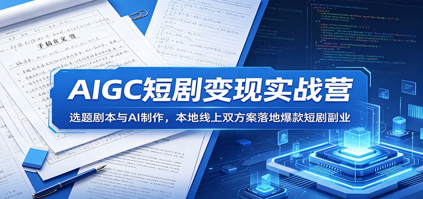 AIGC短剧变现实战营：选题剧本与AI制作，本地线上双方案落地爆款短剧副业-dabaowz
