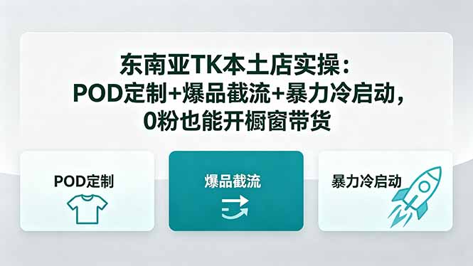 东南亚TK本土店实操-5月更新：POD定制+爆品截流+暴力冷启动，0粉也能开橱窗带货-dabaowz