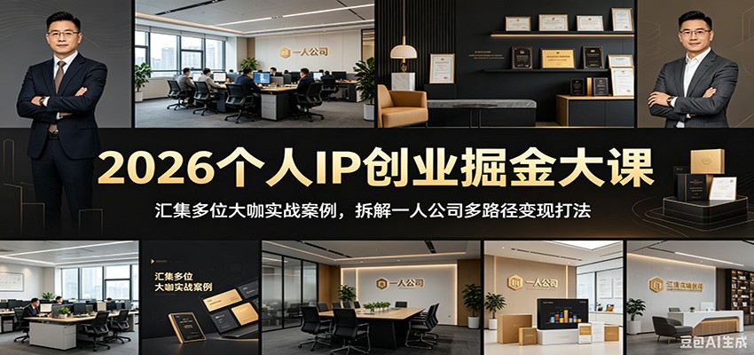 2026个人IP创业掘金大课：汇集多位大咖实战案例，拆解一人公司多路径变现打法-dabaowz