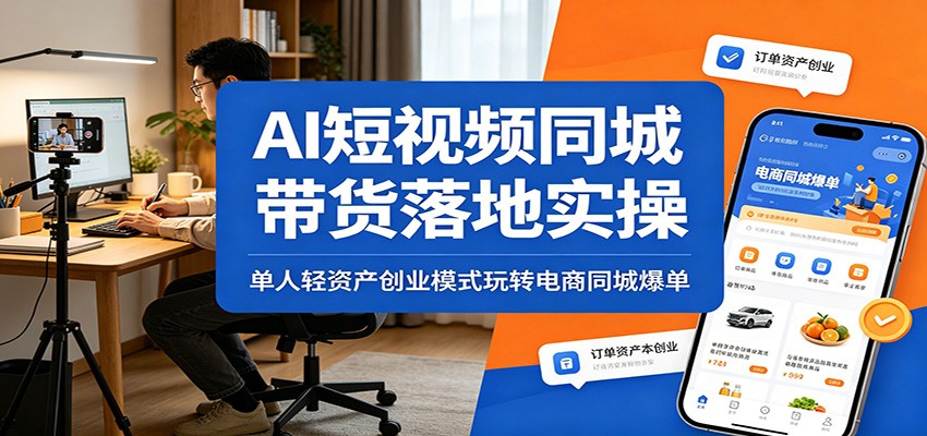 AI短视频同城带货落地实操：单人轻资产创业模式玩转电商同城爆单-dabaowz