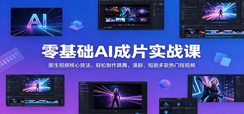 零基础AI成片实战课：图生视频核心技法，轻松制作跳舞、漫剧、短剧多款热门短视频-dabaowz