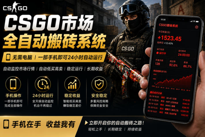 24小时自动监控CS饰品市场，手机即可完成全部操作实现自动搬砖盈利，日入300+【揭秘】-dabaowz