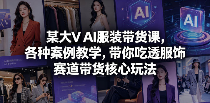 某大V AI服装带货课，各种案例教学，带你吃透服饰赛道带货核心玩法-dabaowz