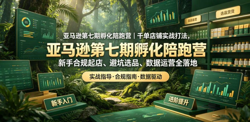 亚马逊第七期孵化陪跑营｜千单店铺实战打法，新手合规起店、避坑选品、数据运营全落地-dabaowz