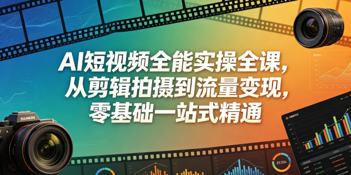 AI短视频全能实操全课，从剪辑拍摄到流量变现，零基础一站式精通-dabaowz