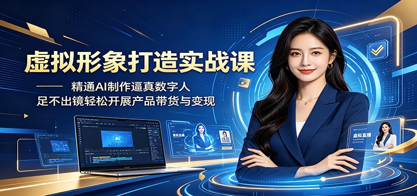 虚拟形象打造实战课：精通AI制作逼真数字人，足不出镜轻松开展产品带货与变现-dabaowz
