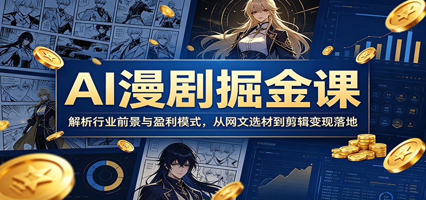 AI漫剧掘金课：解析行业前景与盈利模式，从网文选材到剪辑变现落地-dabaowz