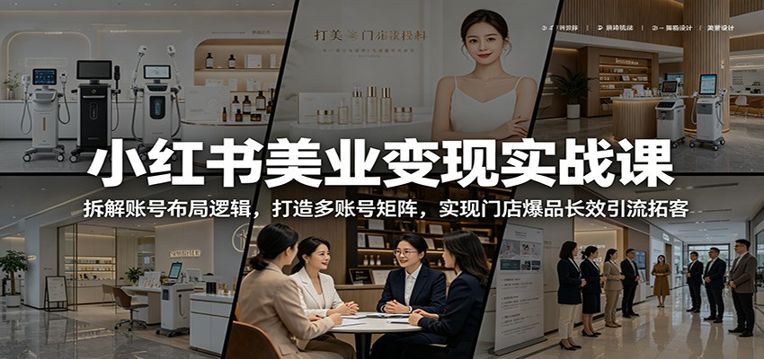 小红书美业变现实战课：拆解账号布局逻辑，打造多账号矩阵，实现门店爆品长效引流拓客-dabaowz