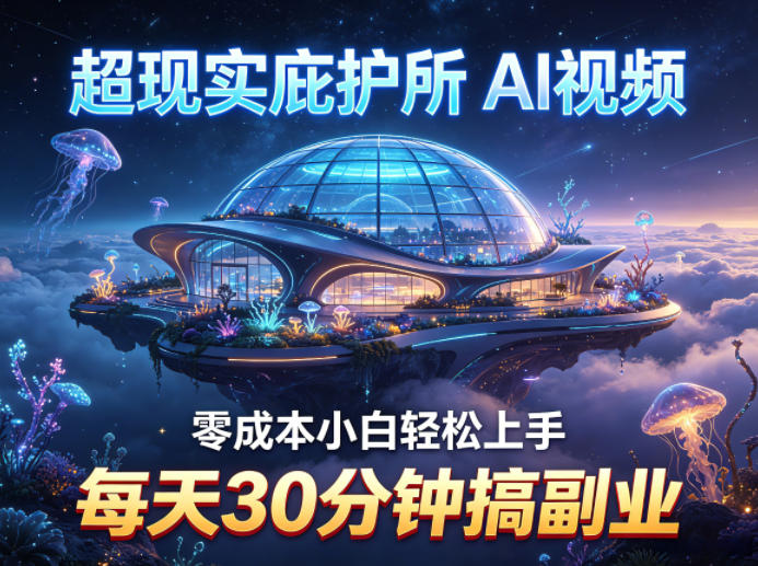 超现实庇护所AI视频项目拆解，零成本小白轻松上手，每天30分钟搞副业-dabaowz