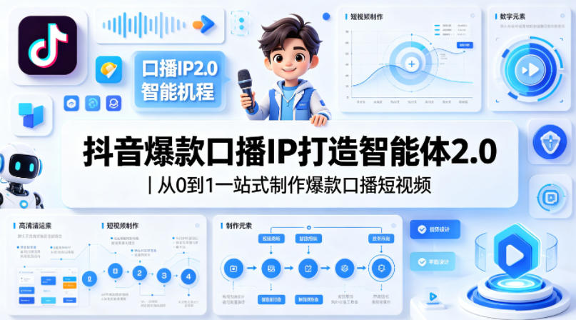 抖音爆款口播IP打造智能体2.0｜从0到1一站式制作爆款口播短视频-dabaowz