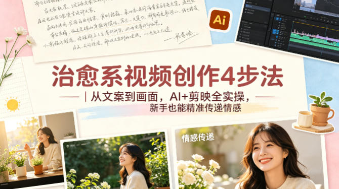 治愈系视频创作4步法｜从文案到画面，AI+剪映全实操，新手也能精准传递情感-dabaowz