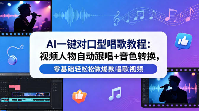 AI一键对口型唱歌教程：视频人物自动跟唱+音色转换，零基础轻松做爆款唱歌视频-dabaowz