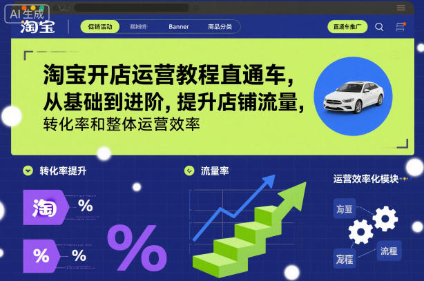 淘宝开店运营教程直通车，从基础到进阶，提升店铺流量，转化率和整体运营效率(更新26年4月10日)-dabaowz