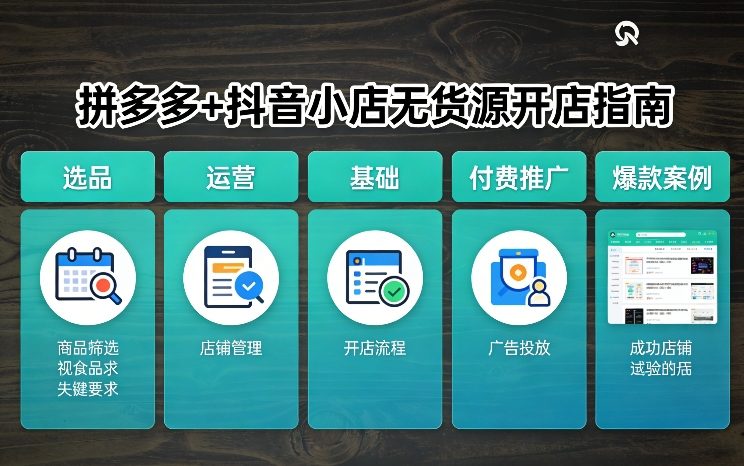 拼多多+抖音小店无货源开店，包括：选品、运营、基础、付费推广、爆款案例等(更新26年4月)-dabaowz