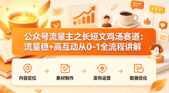 公众号流量主之长短文鸡汤赛道，流量稳+高互动，从0-1全流程讲解-dabaowz
