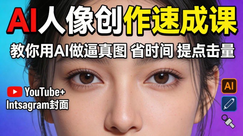 YouTube+Instagram封面没人点？AI人像创作速成课，教你用AI做逼真图，省时间还能提点击量！-dabaowz