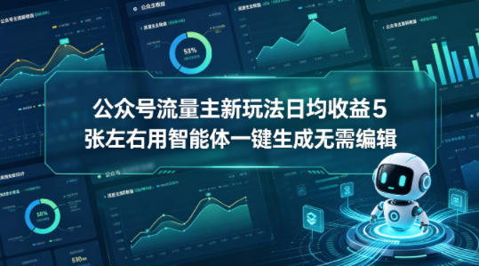 公众号流量主新玩法日均收益5张左右用智能体一键生成无需编辑-dabaowz