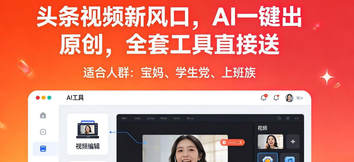 头条视频新风口，AI一键出原创，全套工具直接送，人人可做，有手就行【揭秘】-dabaowz