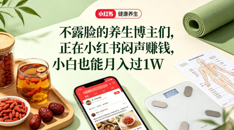 小红书健康养生科普图文赛道，不露脸的养生博主们，正在小红书闷声賺钱，小白也能月入过1W-dabaowz