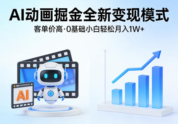 AI动画掘金全新变现模式，客单价高，0基础小白也能轻松月入1W+-dabaowz
