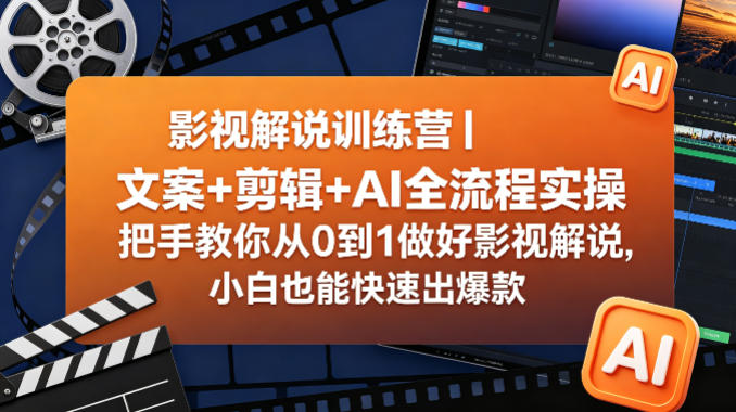 影视解说训练营｜文案+剪辑+AI全流程实操，把手教你从0到1做好影视解说，小白也能快速出爆款-dabaowz