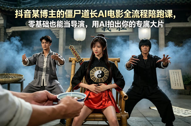 抖音某博主的僵尸道长AI电影全流程陪跑课，零基础也能当导演，用AI拍出你的专属大片-dabaowz