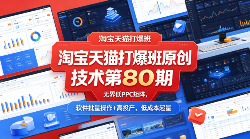 淘宝天猫打爆班原创技术第80期，无界低PPC矩阵，软件批量操作+高投产，低成本起量-dabaowz
