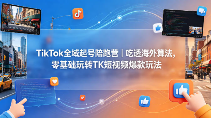 TikTok全域起号陪跑营｜吃透海外算法，零基础玩转TK短视频爆款玩法-dabaowz