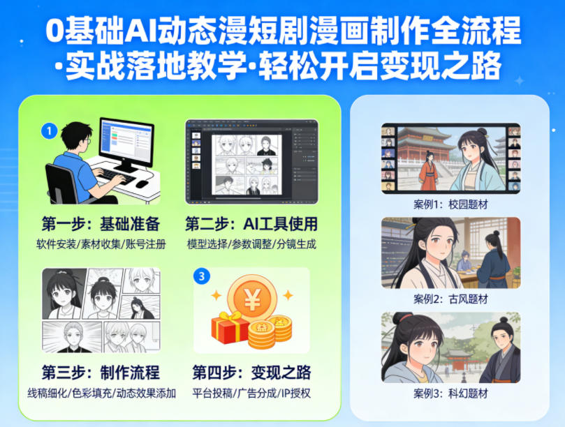 0基础AI动态漫短剧漫画制作全流程，实战落地教学，轻松开启变现之路-dabaowz