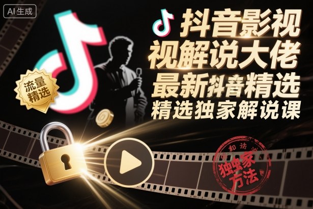 抖音影视解说大佬最新抖音进精选和独家方法，精选独家解说课(更新26年3月)-dabaowz