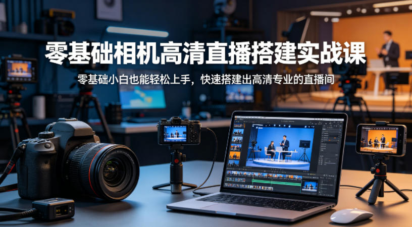 零基础相机高清直播间搭建实战课，小白也能轻松上手，快速搭建出高清专业的直播间-dabaowz