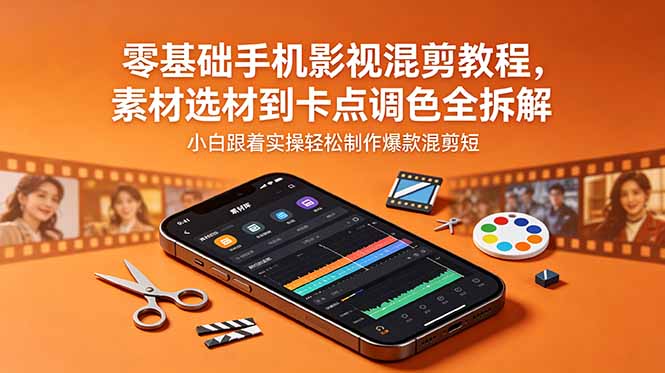 零基础手机影视混剪教程，素材选材到卡点调色全拆解，小白跟着实操轻松制作爆款混剪短片-dabaowz