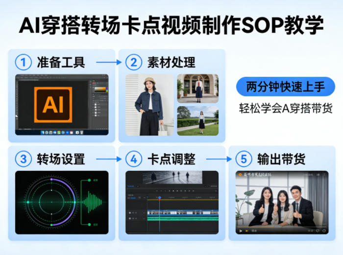 AI穿搭转场卡点视频制作SOP教学，两分钟快速上手，轻松学会AI穿搭带货-dabaowz