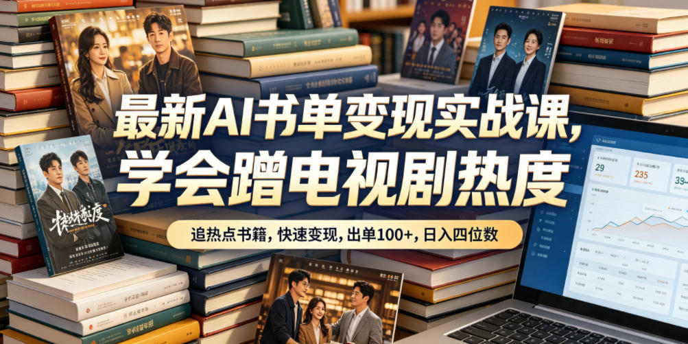 最新AI书单变现实战课，学会蹭电视剧热度，追热点书籍，快速变现，出单100+，日入四位数-dabaowz